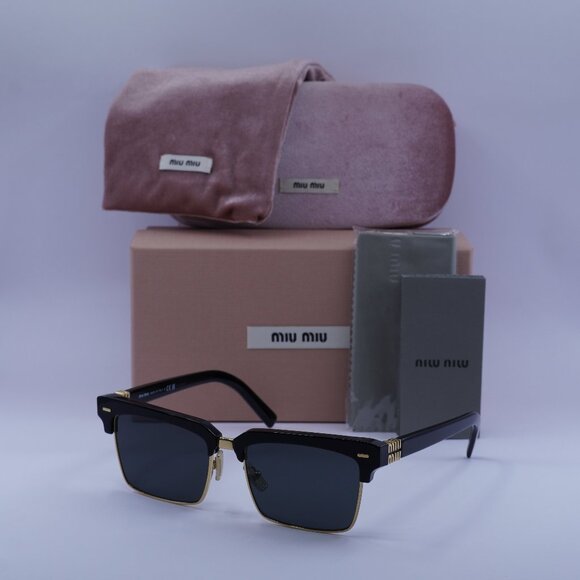 Miu Miu MU10ZS 1AB5S0 Browline Sunglasses – Black\Gold - Picture 2 of 13